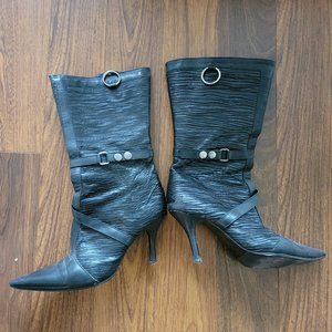 Aldo, High Heel Boots, Black Leather, Size 38